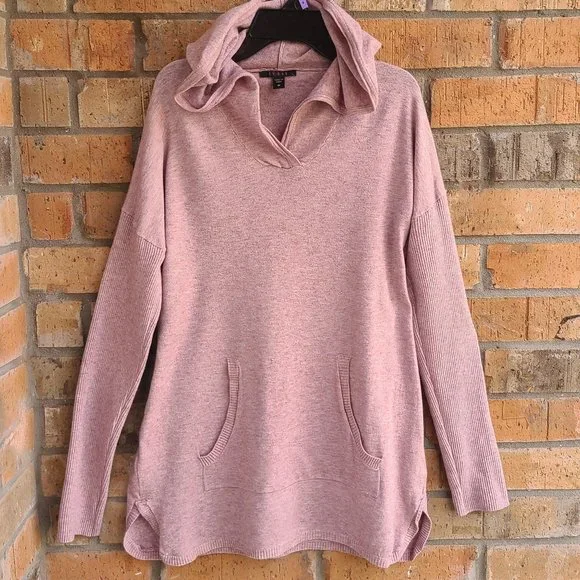 Cyrus Ladies' Drop Shoulder Ribbed Hem Pullover Hoodie Top Orchid Heather Size M - Picture 3 of 16